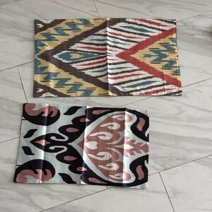 Pillow cases set. Colorful Geometric and Floral Patterned Fabric Pieces. New